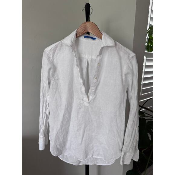 J. Mclaughlin White Linen Long Sleeve Blouse Small - Picture 1 of 4